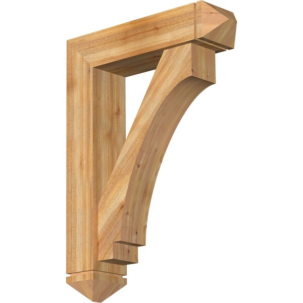 Ekena Millwork Imperial Arts and Crafts Rough Sawn Bracket w/ Offset Brace, Western Red Cedar, 8"W x 32"D x 44"H BKT0806X32X44IMP03RWR - main